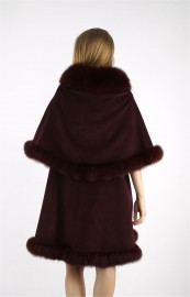 Kashmiri Shawl Cashmere Cape / Fox Fur Trim