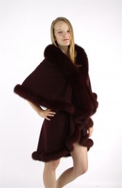 Kashmiri Shawl Cashmere Cape / Fox Fur Trim