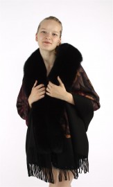 Cashmere Cape Kashmiri Shawl | Fox Fur Trim