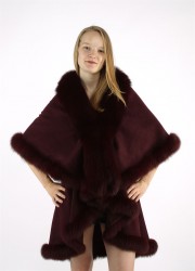 Kashmiri Shawl Cashmere Cape / Fox Fur Trim