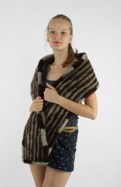 Mink Fur Knitted Scarf Stole Shawl