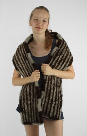 Mink Fur Knitted Scarf Stole Shawl