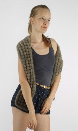 Mink Fur Knitted Scarf Stole Shawl