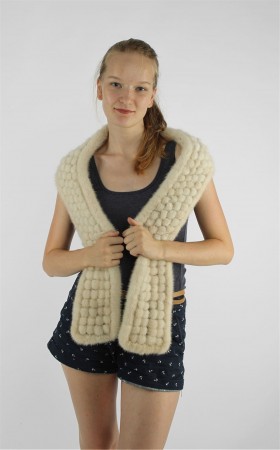 Mink Fur Knitted Scarf Stole Shawl