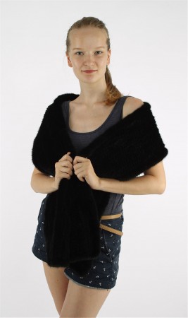 Mink Fur Knitted Scarf Stole Shawl