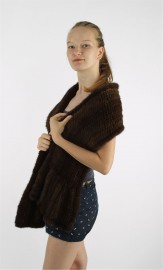 Mink Fur Knitted Scarf Stole Shawl