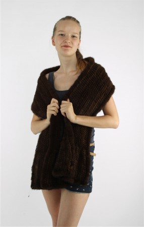 Mink Fur Knitted Scarf Stole Shawl