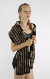 Mink Fur Knitted Scarf Stole Shawl