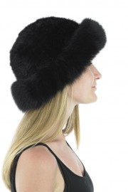 Women Winter Knitted Mink Fur Bucket Hat Cap with Fur Trim