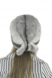 Women Winter Mink Fur Beret Cap Hat with Tail