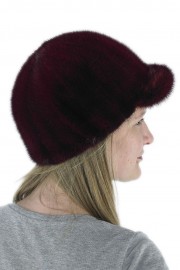 Women Winter Mink Fur Beanie Baseball Cap Hat