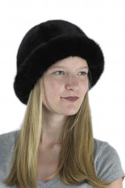 Women Winter Mink Fur Watermelon Bucket Hat Cap