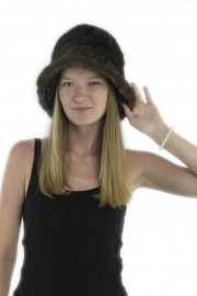 Women Winter Knitted Mink Fur Bucket Hat