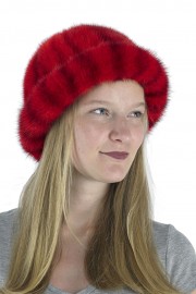 Women Winter Mink Fur Watermelon Bucket Hat Cap