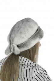 Women Winter Mink Fur Beret Cap Hat with Tail