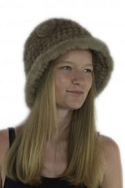 Women Winter Knitted Mink Fur Bucket Hat