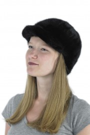 Women Winter Mink Fur Beanie Baseball Cap Hat