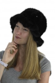 Women Winter Knitted Mink Fur Bucket Hat Cap