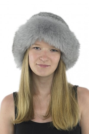 Women Winter Knitted Mink Fur Bucket Hat Cap with Fur Trim