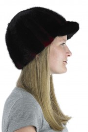 Women Winter Mink Fur Beanie Baseball Cap Hat