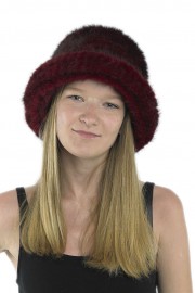 Women Winter Knitted Mink Fur Bucket Hat Cap Headband