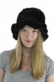 Women Winter Knitted Mink Fur Bucket Hat Cap