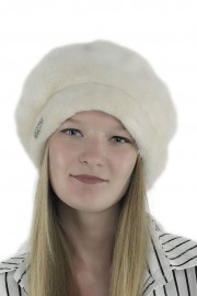 Women Winter Mink Fur Beret Cap Hat