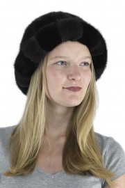 Women Winter Mink Fur Watermelon Bucket Hat Cap