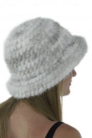 Women Winter Knitted Mink Fur Bucket Hat Cap Headband