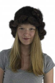 Women Winter Knitted Mink Fur Bucket Hat Cap