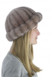 Women Winter Mink Fur Watermelon Bucket Hat Cap