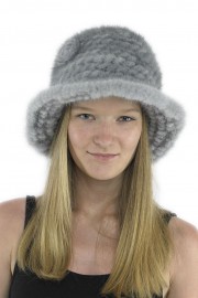 Women Winter Knitted Mink Fur Bucket Hat