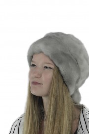 Women Winter Mink Fur Beret Cap Hat with Tail