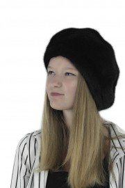 Women Winter Mink Fur Beret Cap Hat