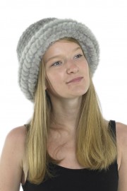 Women Winter Knitted Mink Fur Bucket Hat Cap Headband