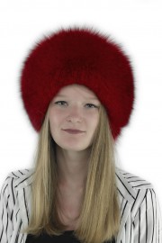 Women Fox Fur Russian Headband Hat Cap with Hat Pom-Poms