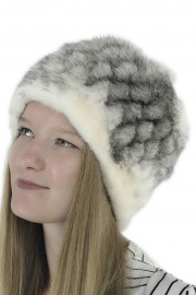 Women Winter Mink Fur Beanie Turtle Cap Hat with Pompoms