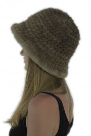 Women Winter Knitted Mink Fur Bucket Hat