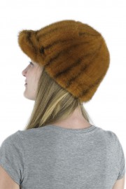 Women Winter Mink Fur Beanie Baseball Cap Hat