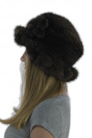 Women Winter Knitted Mink Fur Bucket Hat Cap