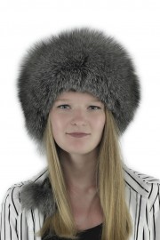 Women Fox Fur Russian Headband Hat Cap with Hat Pom-Poms