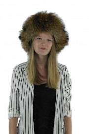 Women Winter Real Racoon Fur Russian Mongolian Hat with Earflaps