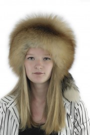 Women Winter Real Fox Fur Russian Davy Crockett Hat with Tail