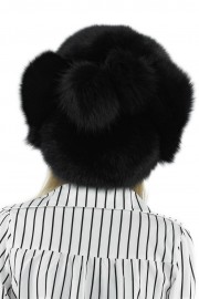 Women Winter Real Fox Fur Russian Mongolian Hat with PomPom