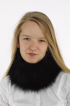 Women Winter Real Black Fox Neck Warmer Scarf