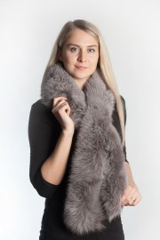 Ladies Winter Real Fox Fur Scarf Stole Shawl Muffler Gray