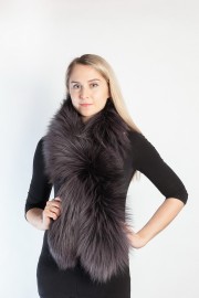 Ladies Winter Real Fox Fur Scarf Stole Shawl Black