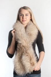 Ladies Winter Real Fox Fur Scarf Stole Shawl Muffler Light Brown