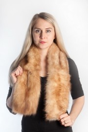 Ladies Winter Real Mink Fur Scarf Stole Shawl Muffler Golden Sable