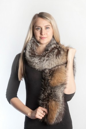 Ladies Winter Real Fox Fur Scarf Stole Shawl Muffler Golden Sliver Fox